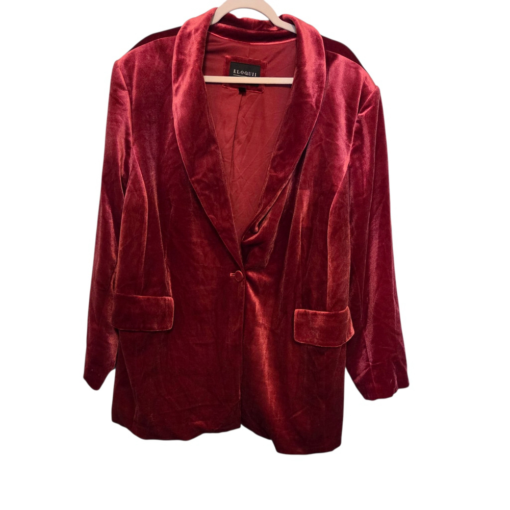 Eloquii Red Velvet Blazer Plus Size 26 - Picture 2 of 7